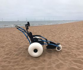 Hippocampe buggy style wheelchair on the beach